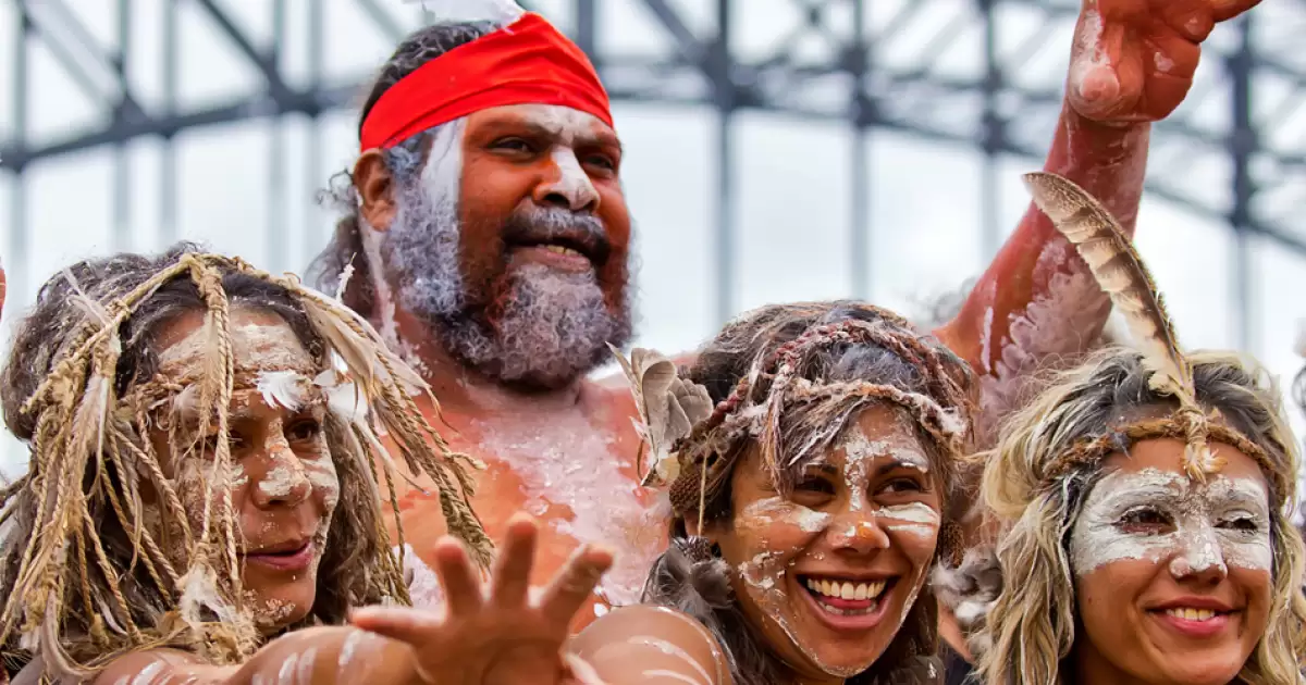 Indigenous dancers strike a pose during the Homeground festival - a major annual celebration of aboriginal culture.